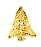 Back of Rhinestone Christmas Tree Pin Vintage Gold Tone