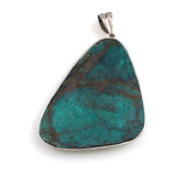Large Chrysocolla Sterling Silver Pendant Vintage