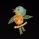 Ciner Rhinestone Bird Brooch Designer Signed Vintage 