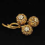 Ciner Gold Rhinestone Brooch Designer Signed Vintage