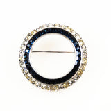 Ciner Sapphire Circle Brooch Designer Signed 