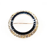 Ciner Sapphire Circle Brooch Designer Signed 