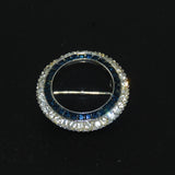 Ciner Sapphire Circle Brooch Designer Signed 