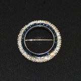 Ciner Sapphire Circle Brooch Designer Signed 