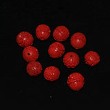 Carved Red Cinnabar Chinese Beads (6) Vintage