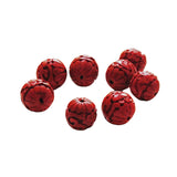 Carved Red Cinnabar Chinese Beads (6) Vintage