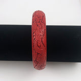 Carved Chinese Cinnabar Bangle Bracelet