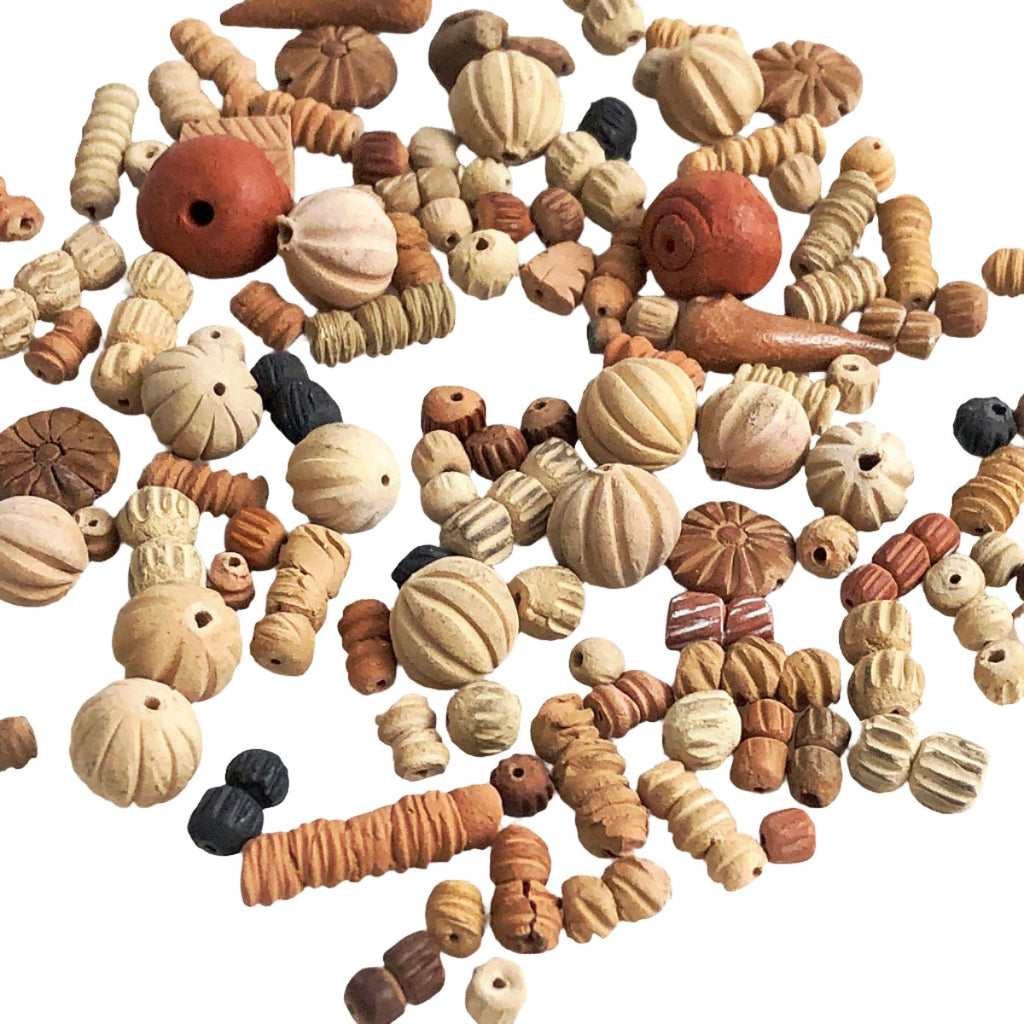 50 Pcs *TerraCotta Clay Beads * Hand Made & Painted - Natural Clay Beads