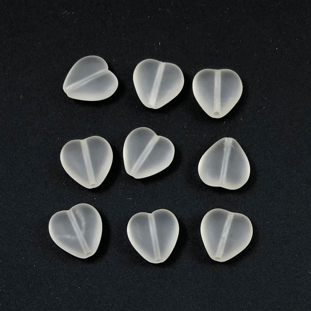 Frosted Puffy Glass Heart Beads