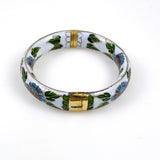 Vintage Cloisonne Floral Bangle Bracelet 