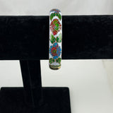 Vintage Cloisonne Floral Bangle Bracelet 