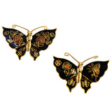 Vintage Navy and Black Cloisonne Butterfly Pins