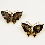 Vintage Navy and Black Cloisonne Butterfly Pins
