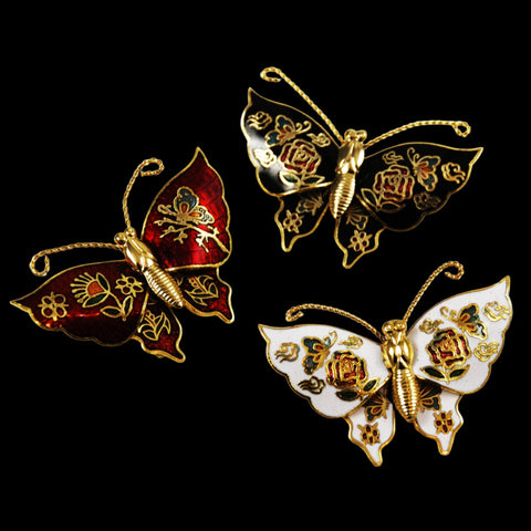Cloisonné Butterfly Pin NOS