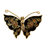 Cloisonné Black Butterfly Pin NOS