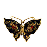 Cloisonné Navy Butterfly Pin NOS