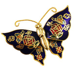 Cloisonné Navy Butterfly Pin NOS