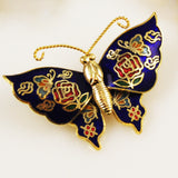 Cloisonné Navy Butterfly Pin NOS