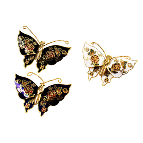 Estatebeads Cloisonné Butterfly Pin Brooch NOS Purple (Plum)