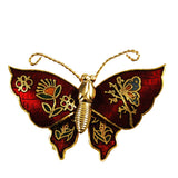 Cloisonné Red Butterfly Pin NOS