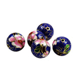 Blue Cloisonne 16mm Round Beads Large Vintage Chinese (3) - Estate Beads & Jewelry