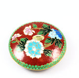 Red Cloisonne Round Box Vintage Chinese