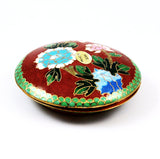 Red Cloisonne Round Box Vintage Chinese