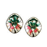 cloisonne floral earrings vintage