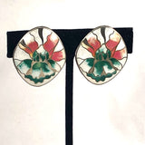 cloisonne floral earrings vintage
