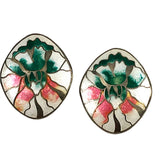 Vintage cloisonne floral earrings