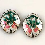 Vintage cloisonne floral earrings