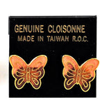 Cloisonné Butterfly Pierced Earrings NOS
