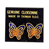Cloisonné Butterfly Pierced Earrings NOS