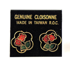Cloisonné Floral Pierced Earrings New