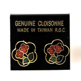 Cloisonne floral earrings vintage