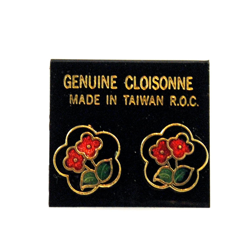Cloisonne floral earrings