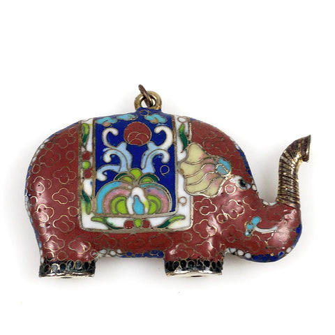 Large Elephant Cloisonne Pendant Vintage Chinese