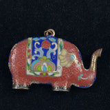 Large Elephant Cloisonne Pendant Vintage 