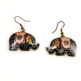 Cloisonne Elephant Earrings Vintage