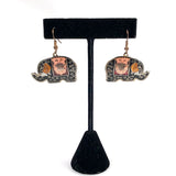 Cloisonne Elephant Earrings Vintage