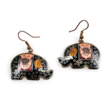 Cloisonne Elephant Earrings Vintage