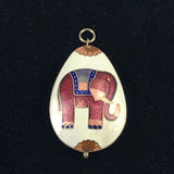 Cloisonne Elephant Pendant Vintage Chinese
