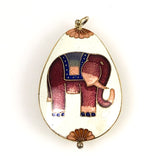 Cloisonne Elephant Pendant Vintage Chinese