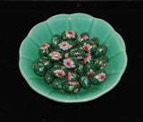 Large Cloisonne Green Oval Beads Vintage Chinese in green bowl