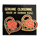 Cloisonne heart earrings vintage
