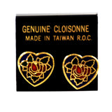 Cloisonne heart earrings