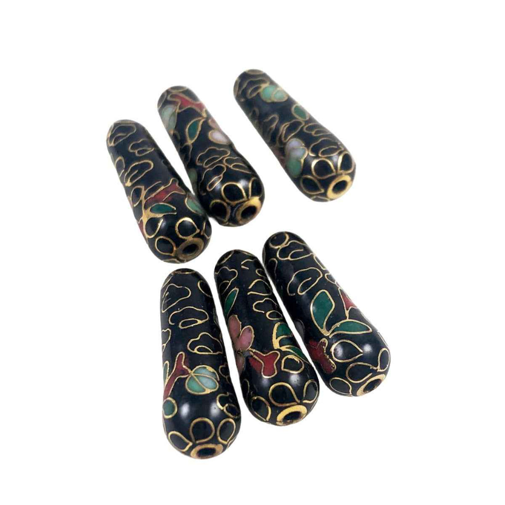 Cloisonne Vintage Chinese Drops Pendants Navy Rust Black (6)