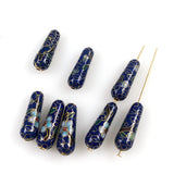 Blue Cloisonne Vintage Chinese Drops Pendants Navy