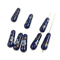 Cloisonne Vintage Chinese Drops Pendants Navy Rust Black (6)