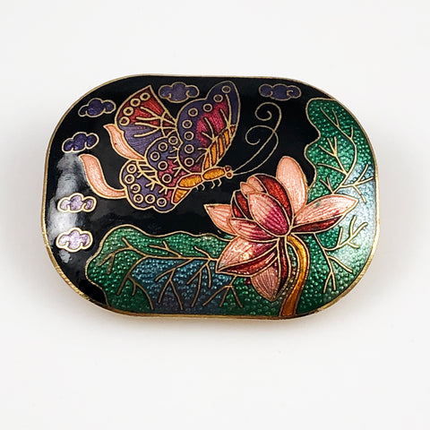 Cloisonne Scarf Clip Holder Vintage